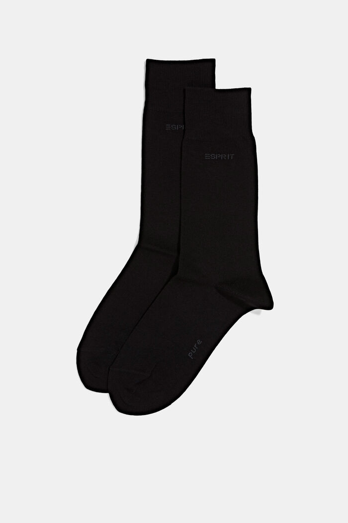 Lot de 2 paires de chaussettes en coton biologique mélangé, BLACK, detail image number 0
