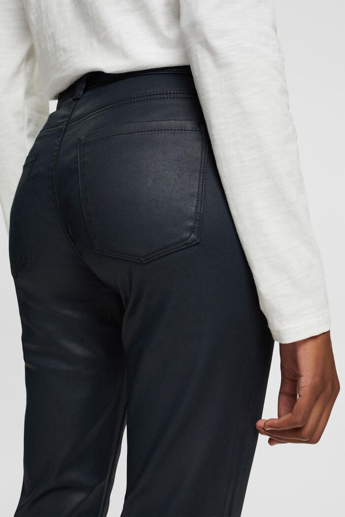 Pantalon taille haute en similicuir coupe Slim Fit, BLACK, detail image number 2