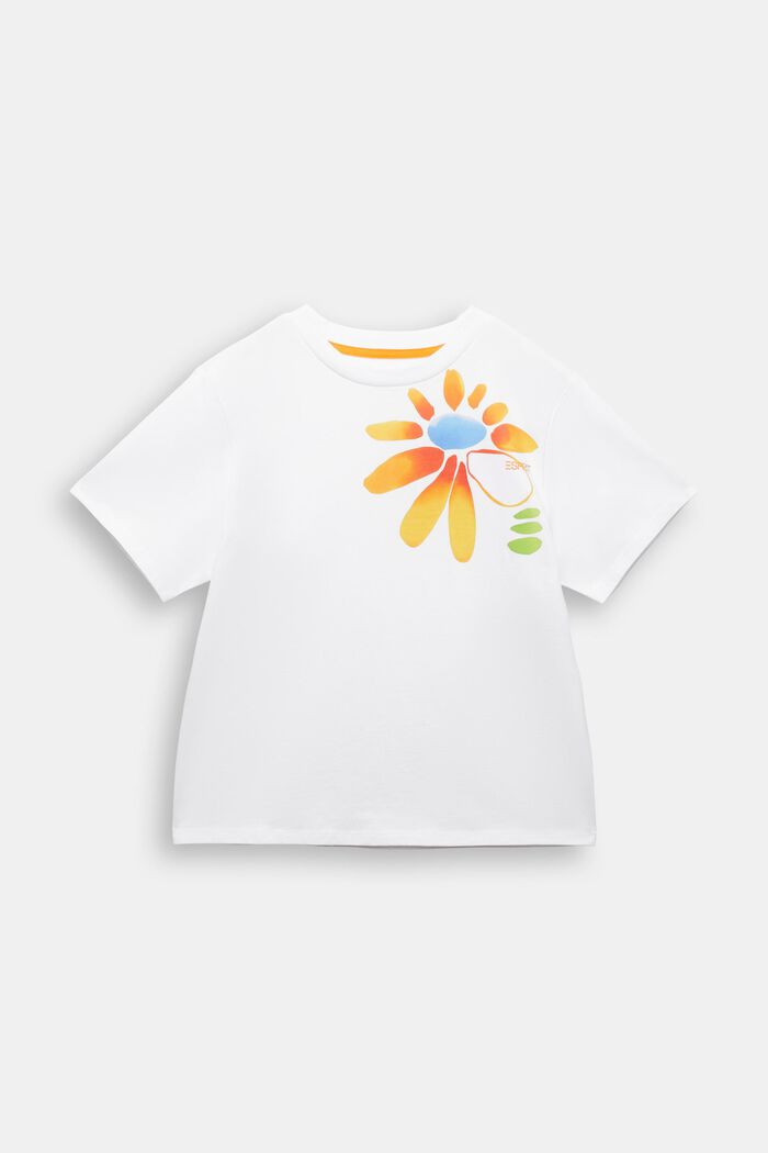 T-shirt en coton à imprimé graphique, WHITE, detail image number 2