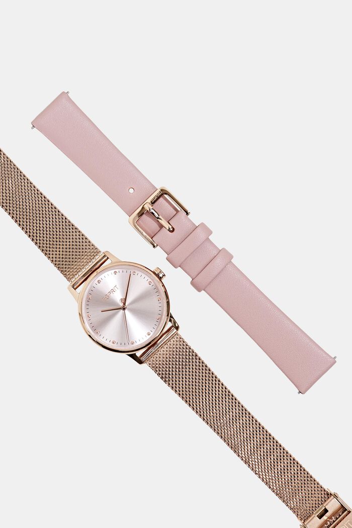 Parure montre avec bracelets interchangeables, ROSE GOLD, overview