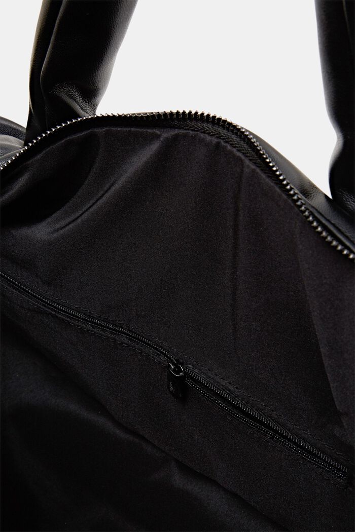 Grand sac doudoune en similicuir, BLACK, detail image number 3