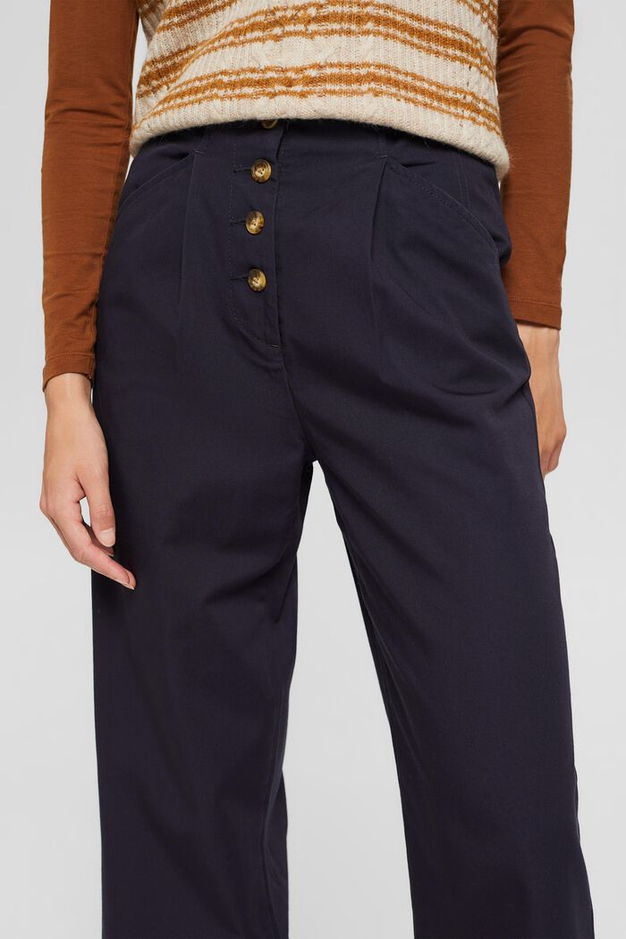 Pantalon fermé par une patte de boutonnage, 100 % coton, NAVY, detail image number 2