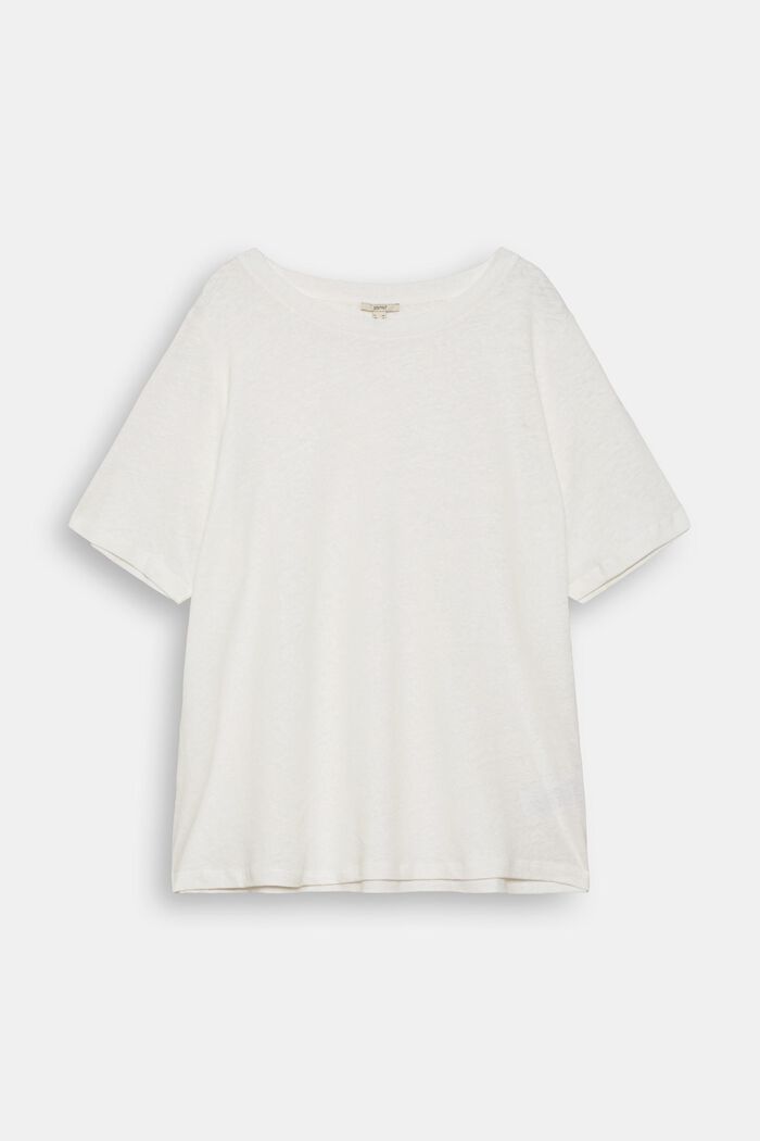 Modèle CURVY à teneur en lin : t-shirt basique, OFF WHITE, detail image number 6