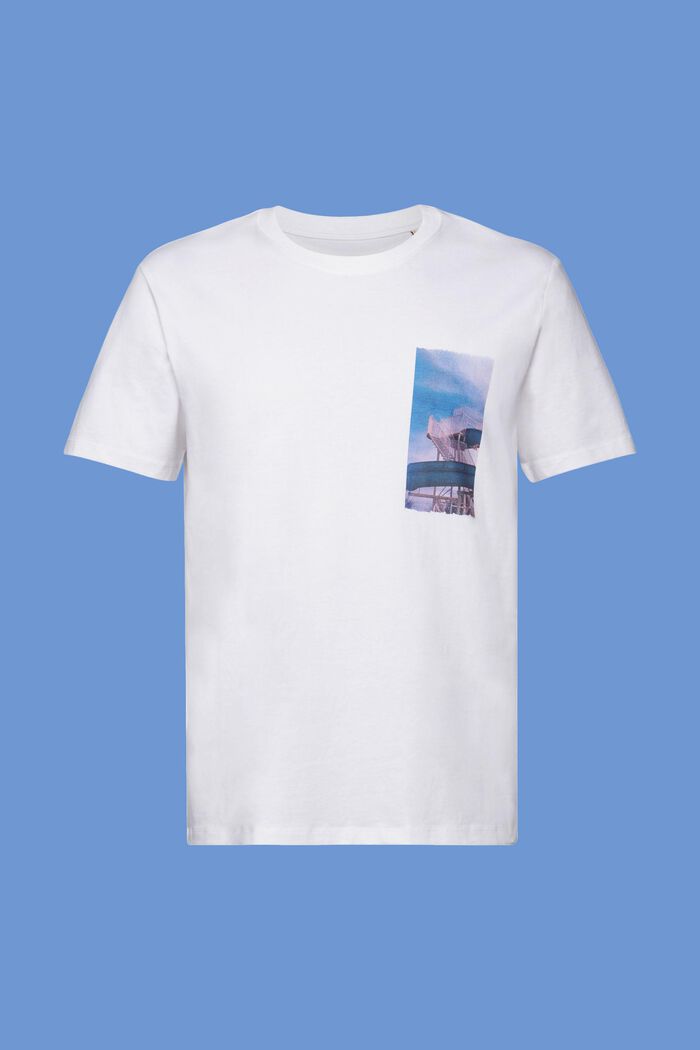 T-shirt orné d’un imprimé sur la poitrine, 100 % coton, WHITE, detail image number 6