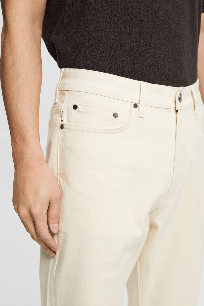Pantalon carotte en coton biologique, OFF WHITE, detail image number 3