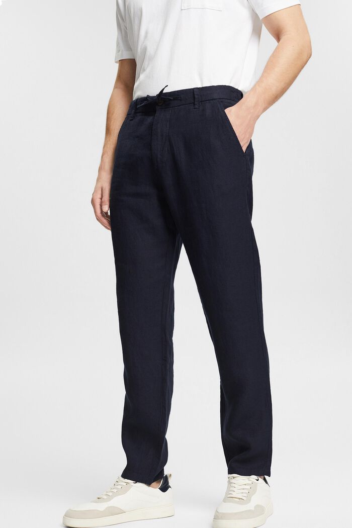 Pantalon 100 % lin, NAVY, detail image number 0
