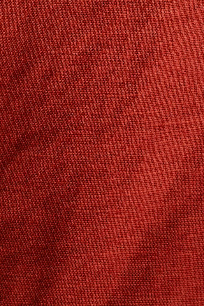 Robe-chemise à ceinture en mélange de lin et de coton, TERRACOTTA, detail image number 6