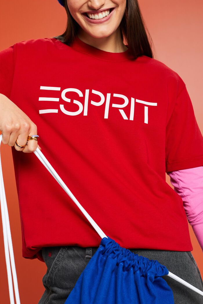 T-shirt en jersey de coton unisexe à logo, RED, detail image number 5