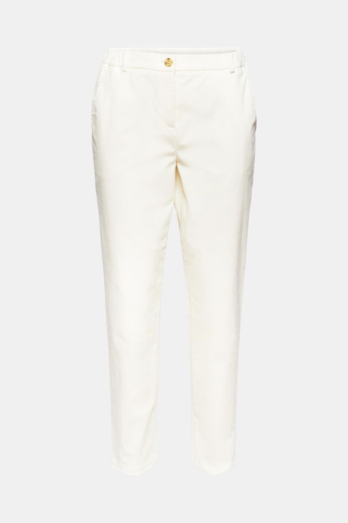Pantalon à enfiler de style chino en fin velours, OFF WHITE, overview
