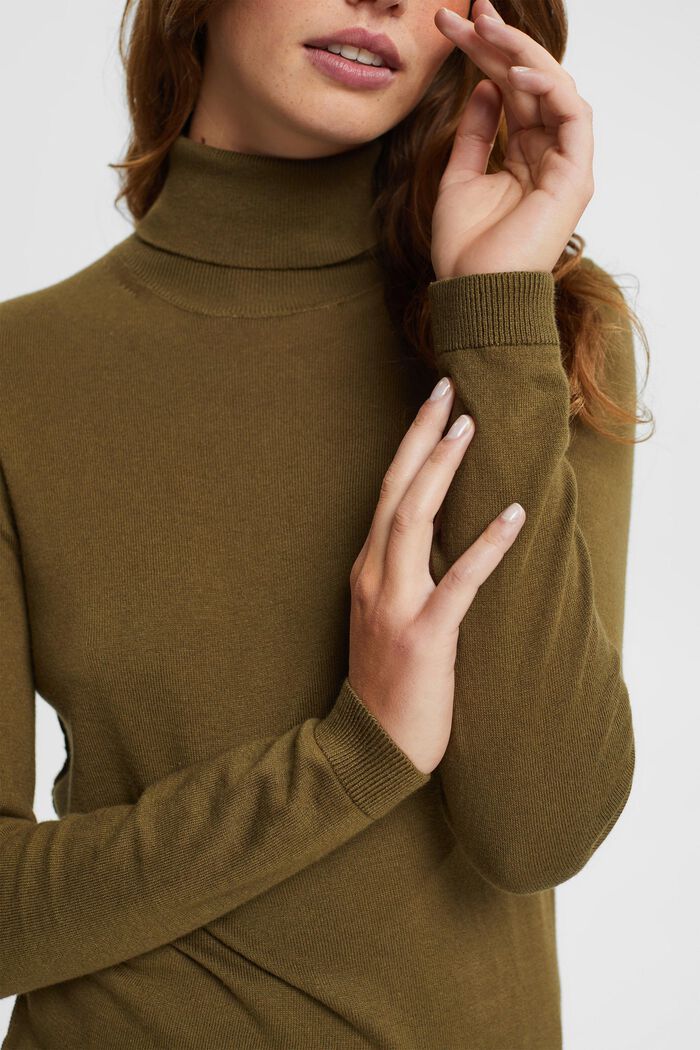 Pull-over à col roulé, KHAKI GREEN, detail image number 2