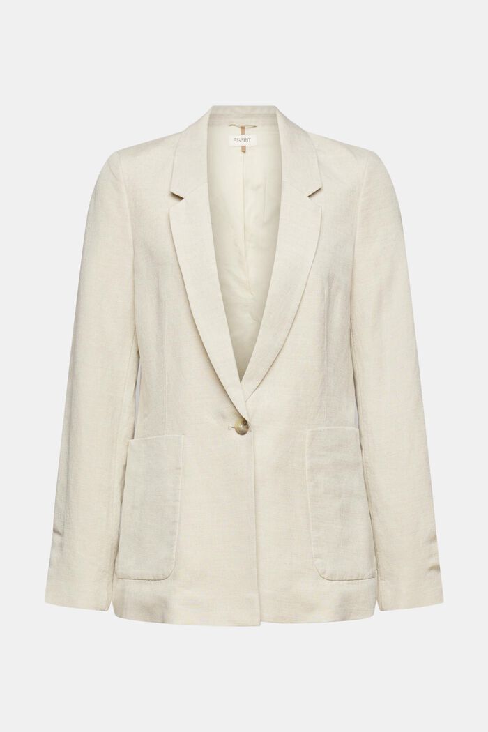 En lin mélangé : la veste de tailleur à un bouton, LIGHT TAUPE, detail image number 6