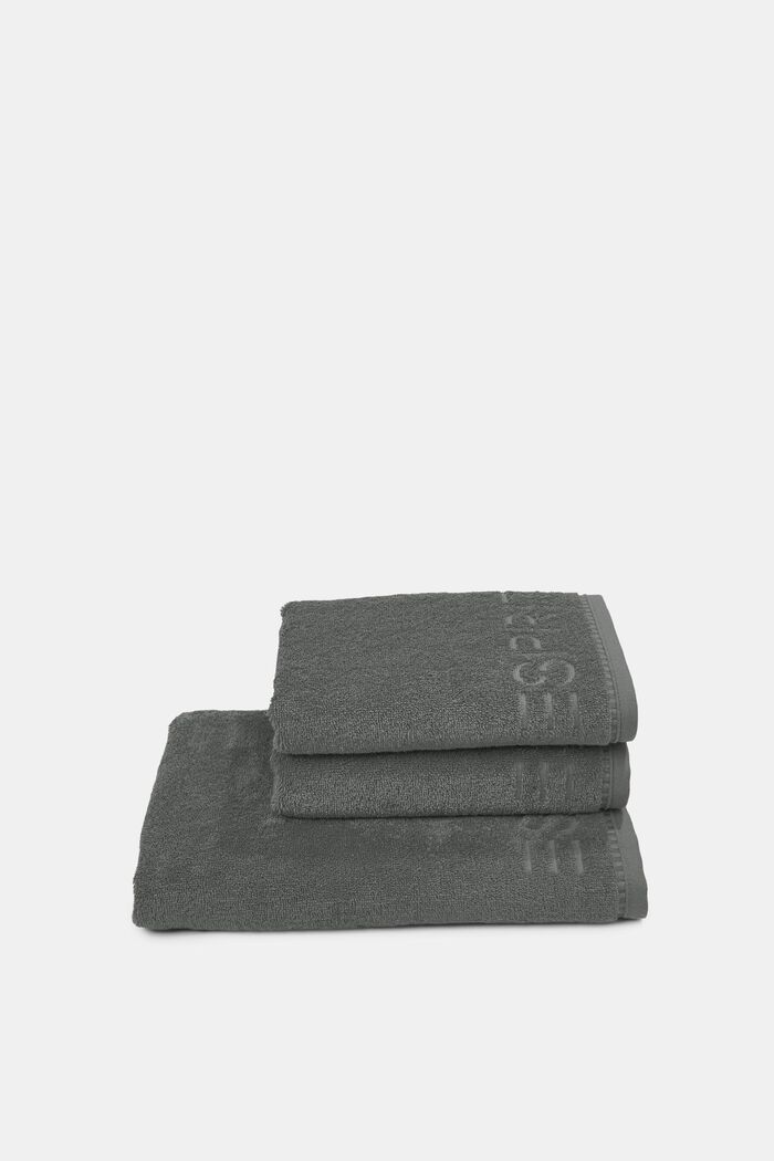 À teneur en TENCEL™ : le lot de 3 serviettes en tissu éponge, ANTHRACITE, detail image number 2
