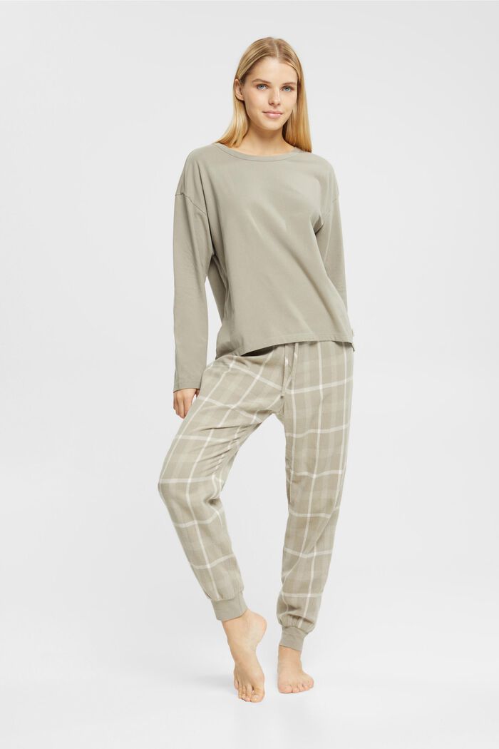 Ensemble de pyjama avec pantalon en flanelle à carreaux, LIGHT KHAKI, detail image number 0