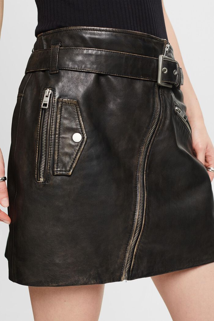 Mini-jupe à zip asymétrique, BLACK, detail image number 3