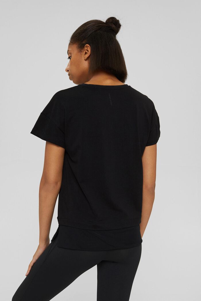 T-shirt orné de mesh de coupe carrée, coton biologique, BLACK, detail image number 3