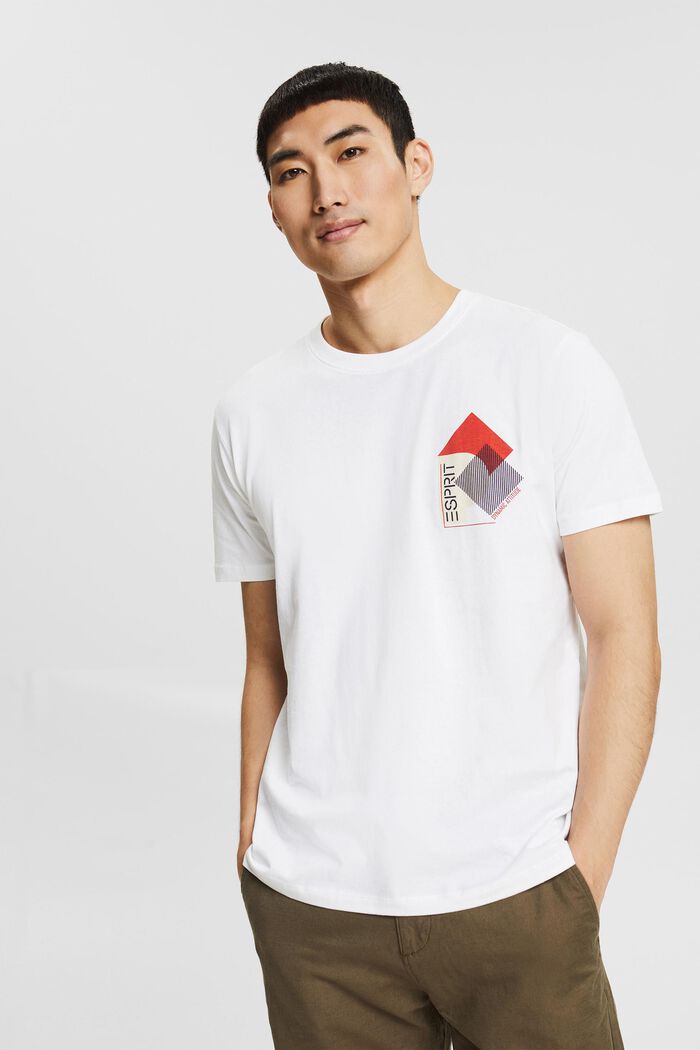 T-shirt en jersey à imprimé, coton biologique, WHITE, detail image number 0