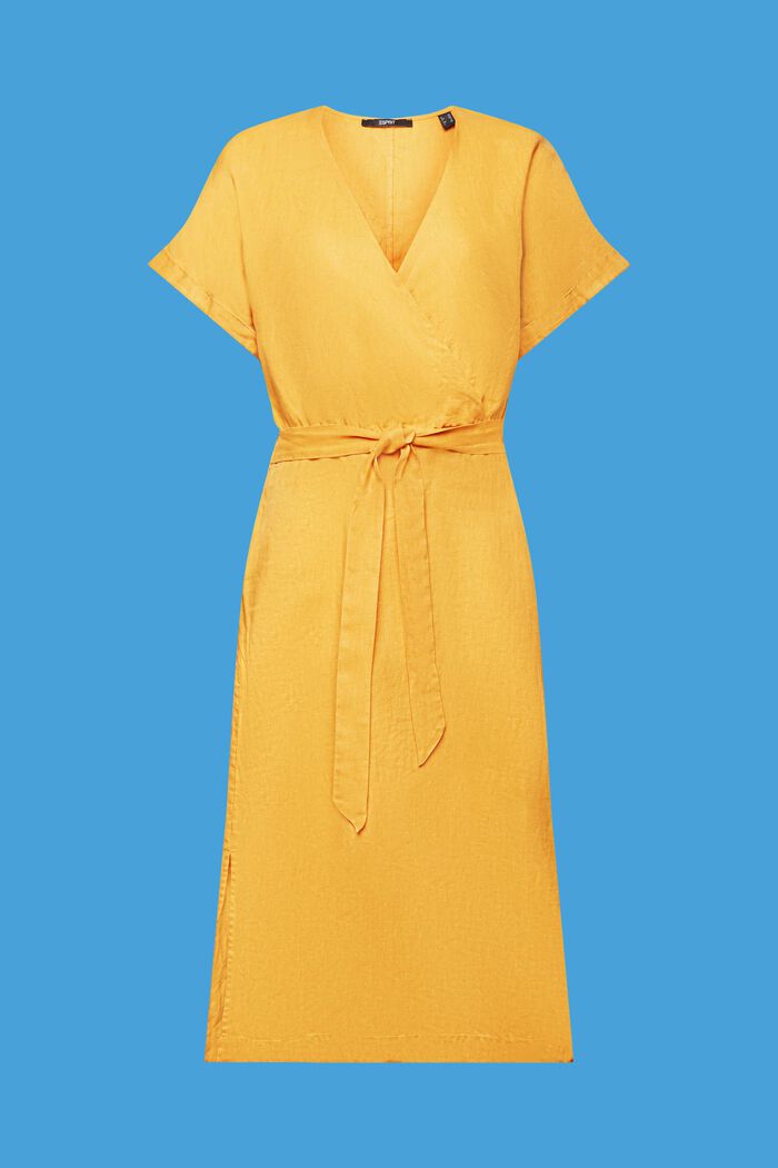 Robe portefeuille, 100 % lin, SUNFLOWER YELLOW, detail image number 7