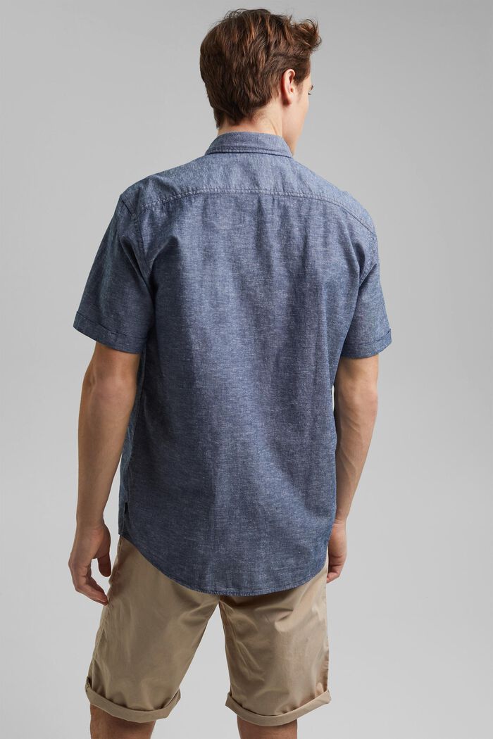 Lin et coton biologique : la chemise à manches courtes, NAVY, detail image number 3