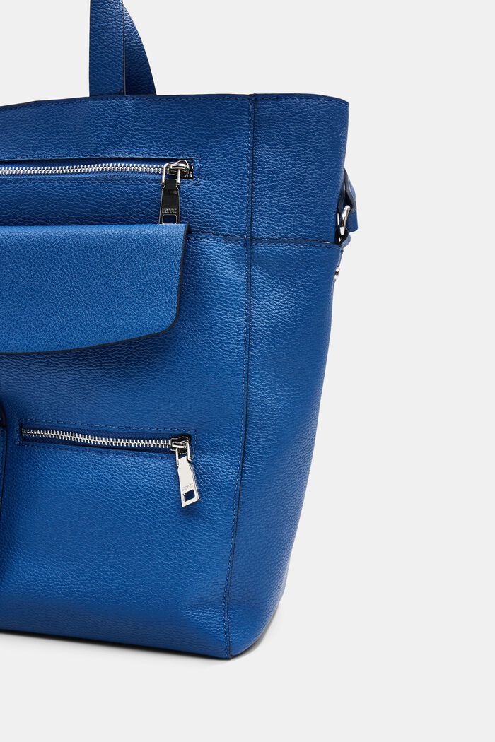 Grand sac porté épaule en similicuir, BLUE, detail image number 1