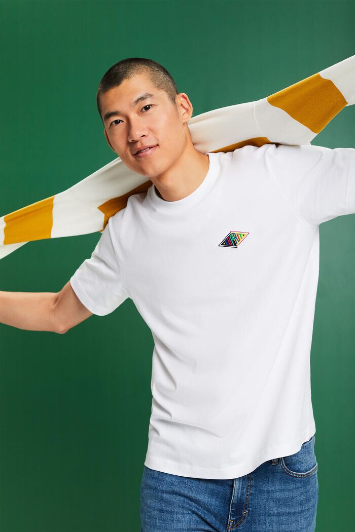 T-shirt en jersey de coton animé d’un logo, WHITE, detail image number 0