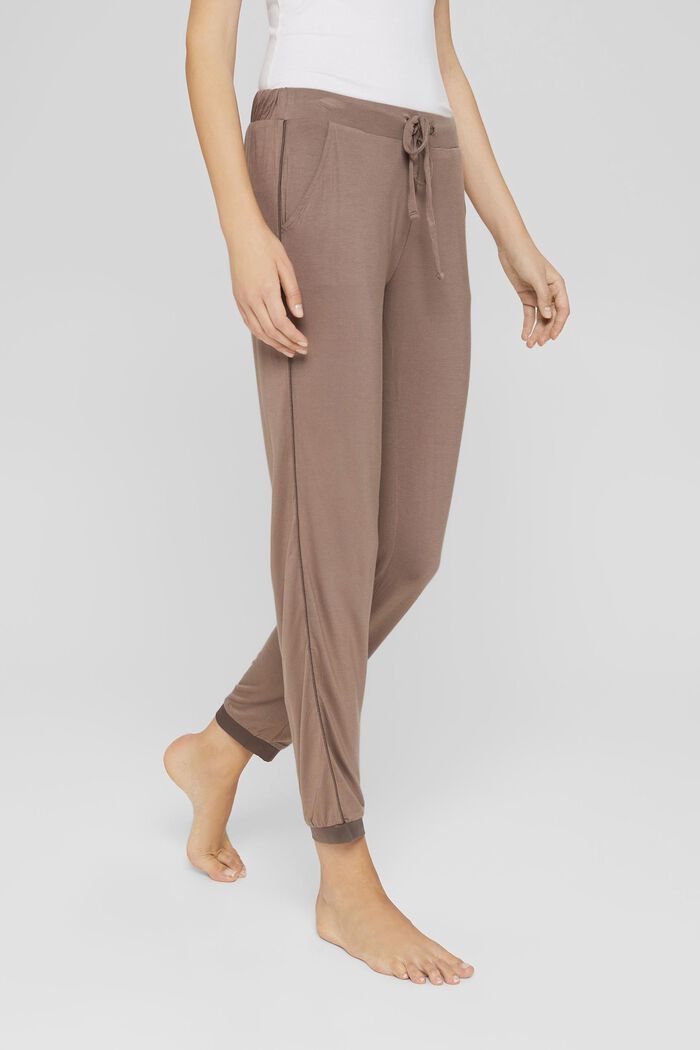 Pantalon de pyjama orné de satin, LENZING™ ECOVERO™, TAUPE, detail image number 5