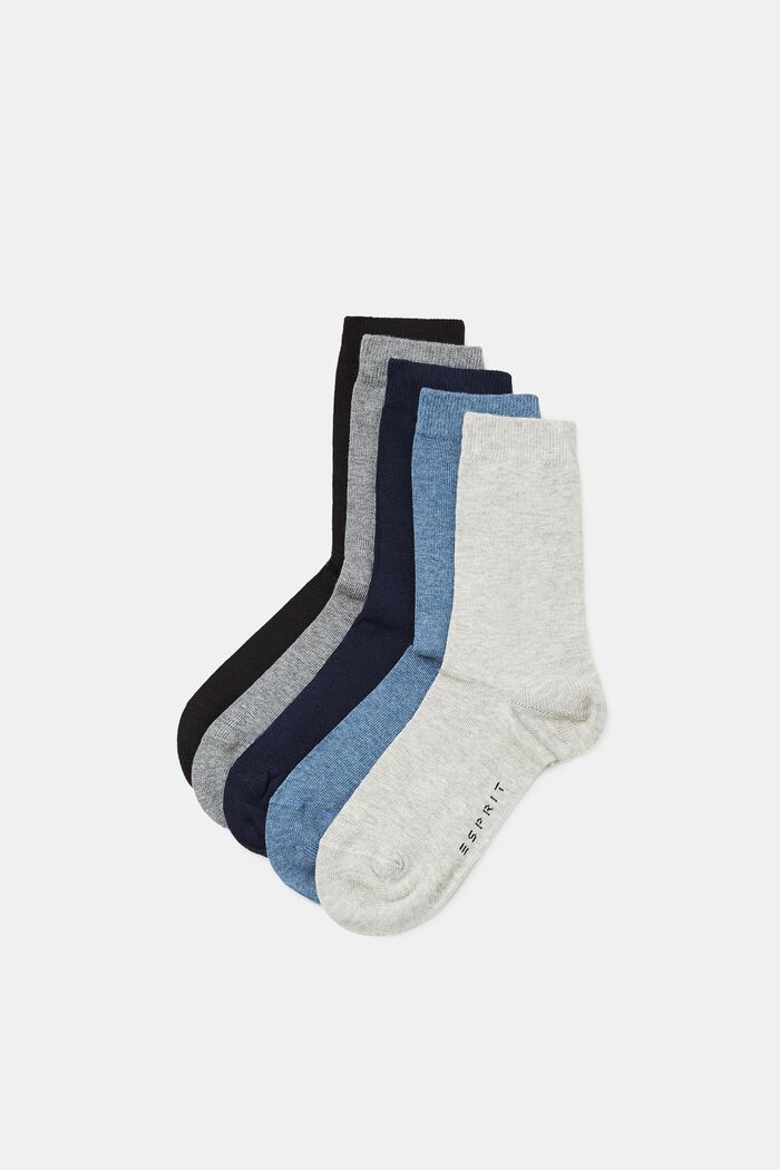 Lot de cinq paires de chaussettes unies, GREY/BLUE COLORWAY, detail image number 0