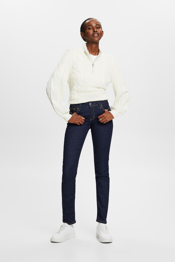 En matière recyclée : le jean de coupe Slim Fit taille mi-haute, BLUE RINSE, detail image number 5