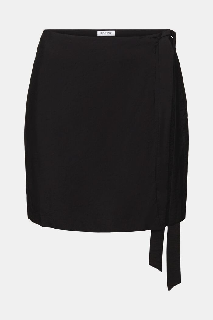 Mini-jupe portefeuille froissée, BLACK, detail image number 5