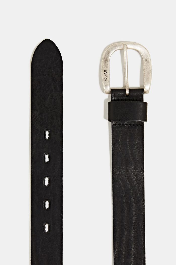 En cuir : la ceinture à boucle en métal, BLACK, detail image number 1