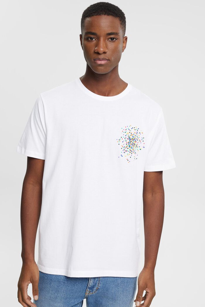 T-shirt à imprimé sur la poitrine, WHITE, detail image number 0
