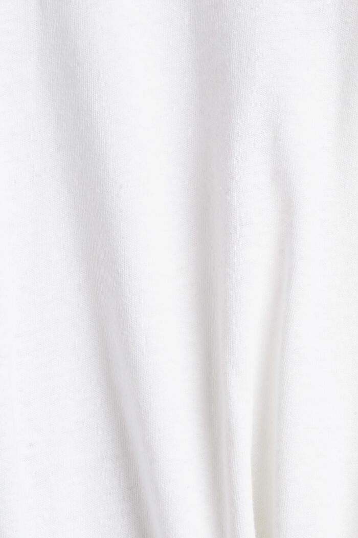 En lin mélangé : le t-shirt à manches longues et patte de boutonnage, WHITE, detail image number 4