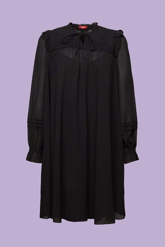 Mini-robe en crêpe chiffon, BLACK, detail image number 6