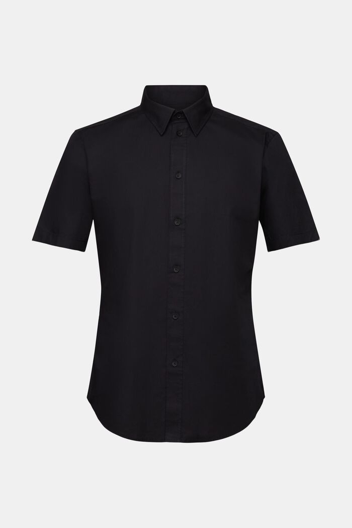 Chemise à manches courtes en popeline de coton, BLACK, detail image number 6