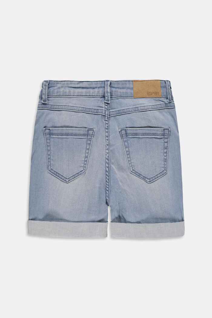 Short en jean à taille haute ajustable, BLUE BLEACHED, detail image number 1
