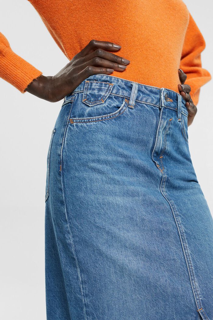 Jupe en jean, coton biologique, BLUE MEDIUM WASHED, detail image number 3