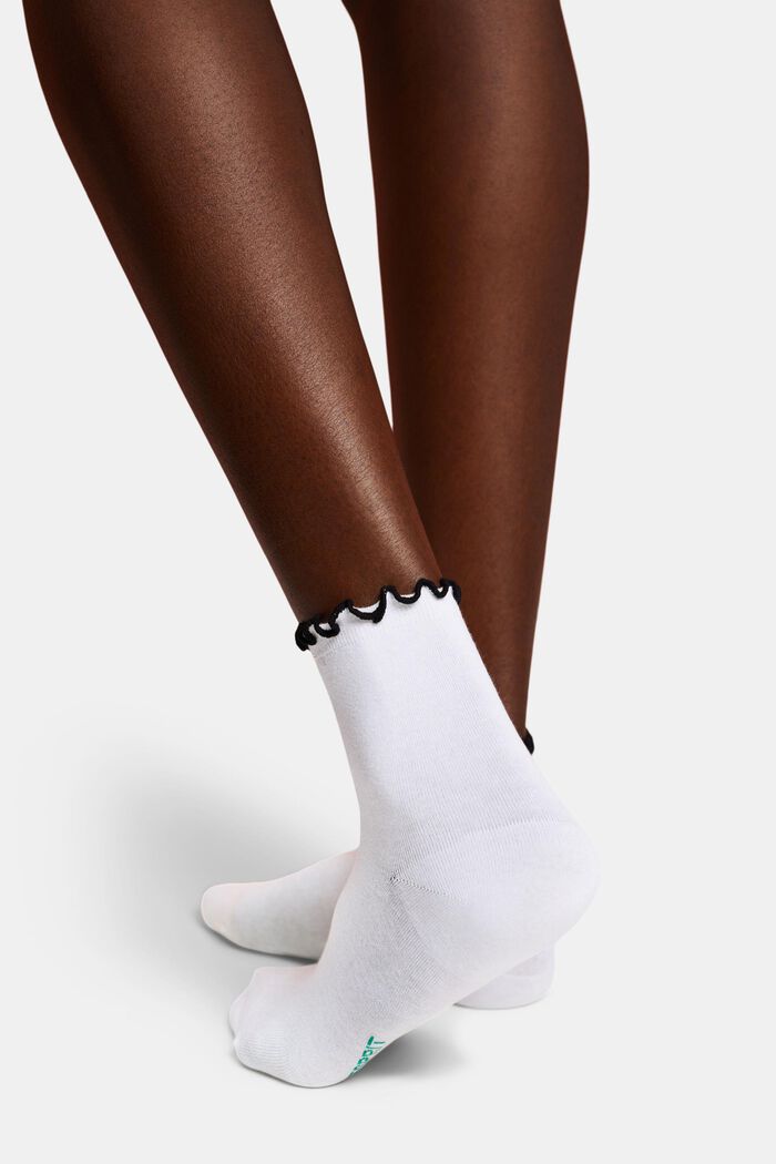 Lot de 2 paires de chaussettes de tennis froncées, BLACK/WHITE, detail image number 1