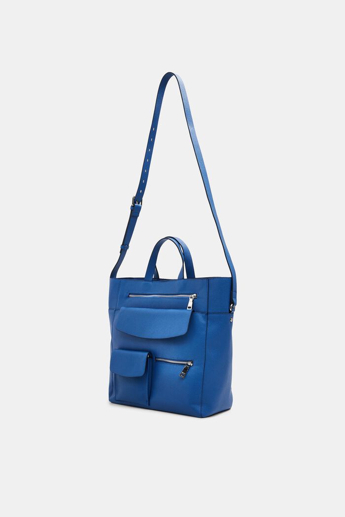 Grand sac porté épaule en similicuir, BLUE, detail image number 2