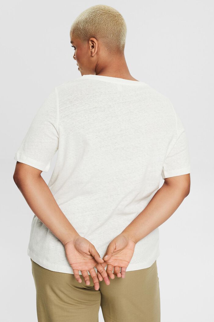 Modèle CURVY à teneur en lin : t-shirt basique, OFF WHITE, detail image number 3