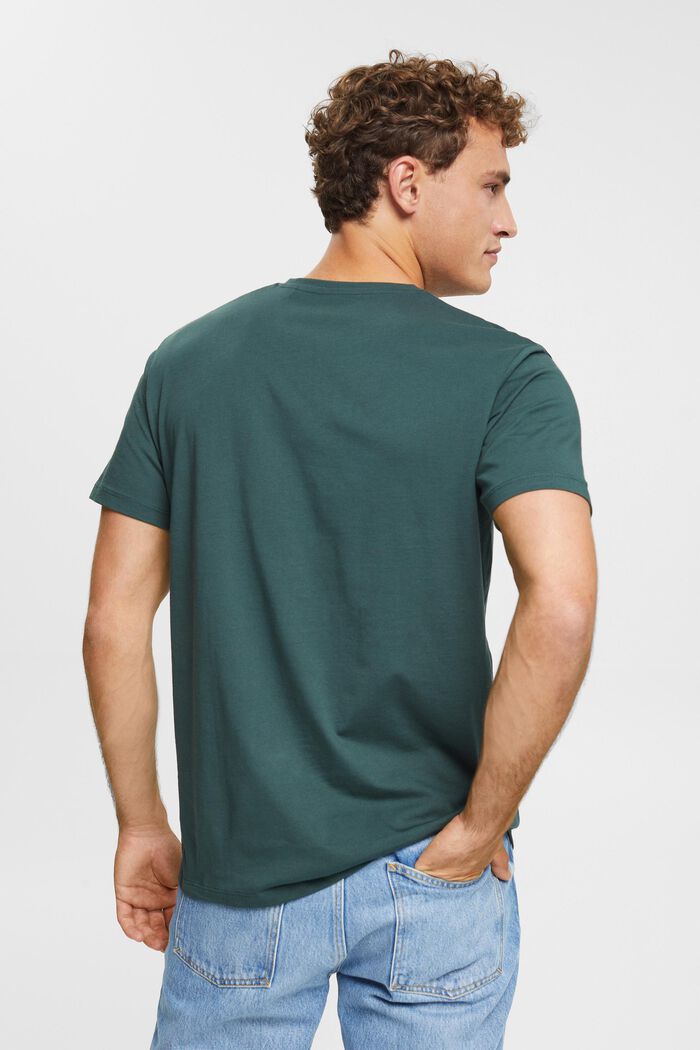 T-shirt à encolure en V en coton durable, TEAL BLUE, detail image number 3