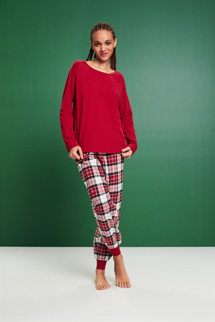 Ensemble de pyjama à carreaux en flanelle, NEW RED, detail image number 1
