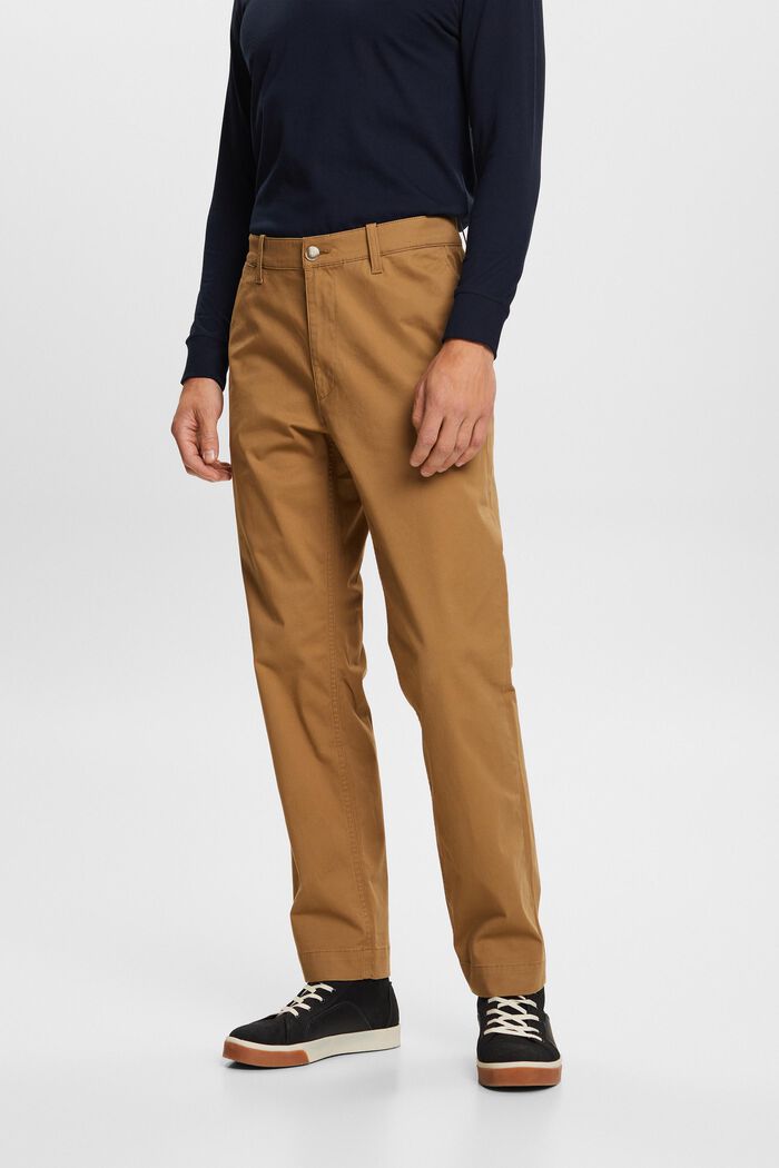 Pantalon chino droit en twill de coton, CAMEL, detail image number 0