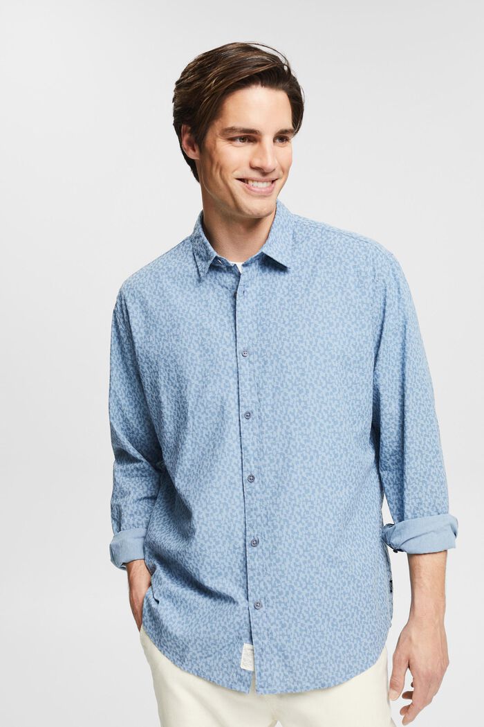À teneur en lin : la chemise à imprimé, BLUE, detail image number 0