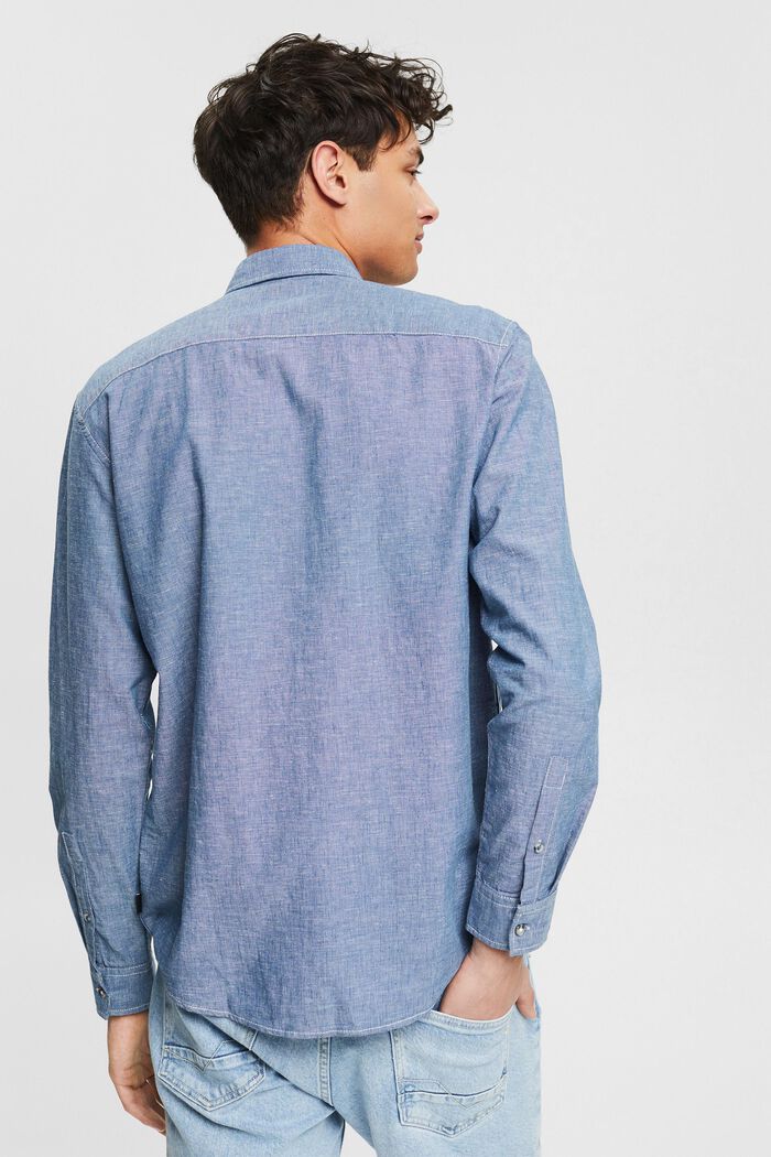 À teneur en lin : la chemise chinée , BLUE, detail image number 3