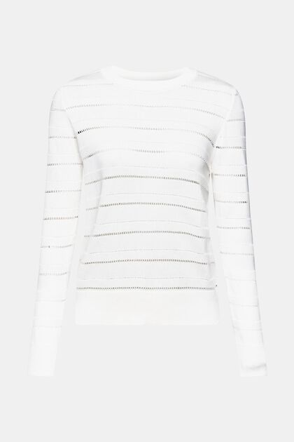 Pull-over en maille pointelle, OFF WHITE, overview