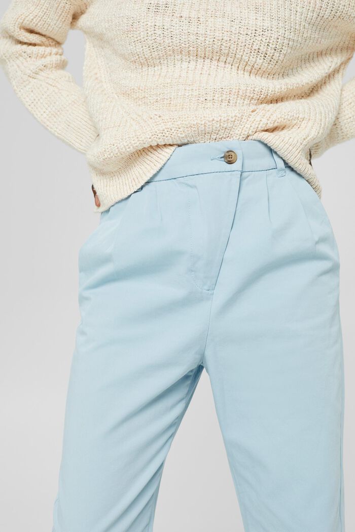 Pantalon chino droit taille haute en coton Pima, GREY BLUE, detail image number 0