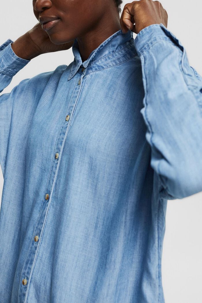 En TENCEL™ : la chemise oversize d’aspect denim, BLUE MEDIUM WASHED, detail image number 3