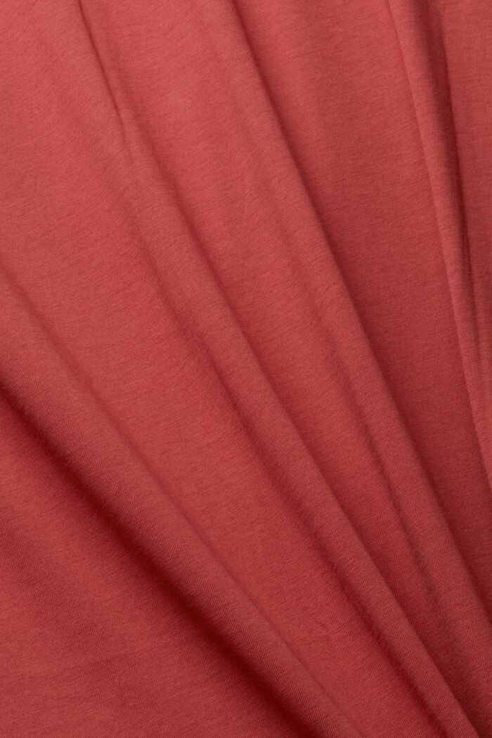 T-shirt à encolure en V en coton durable, TERRACOTTA, detail image number 1