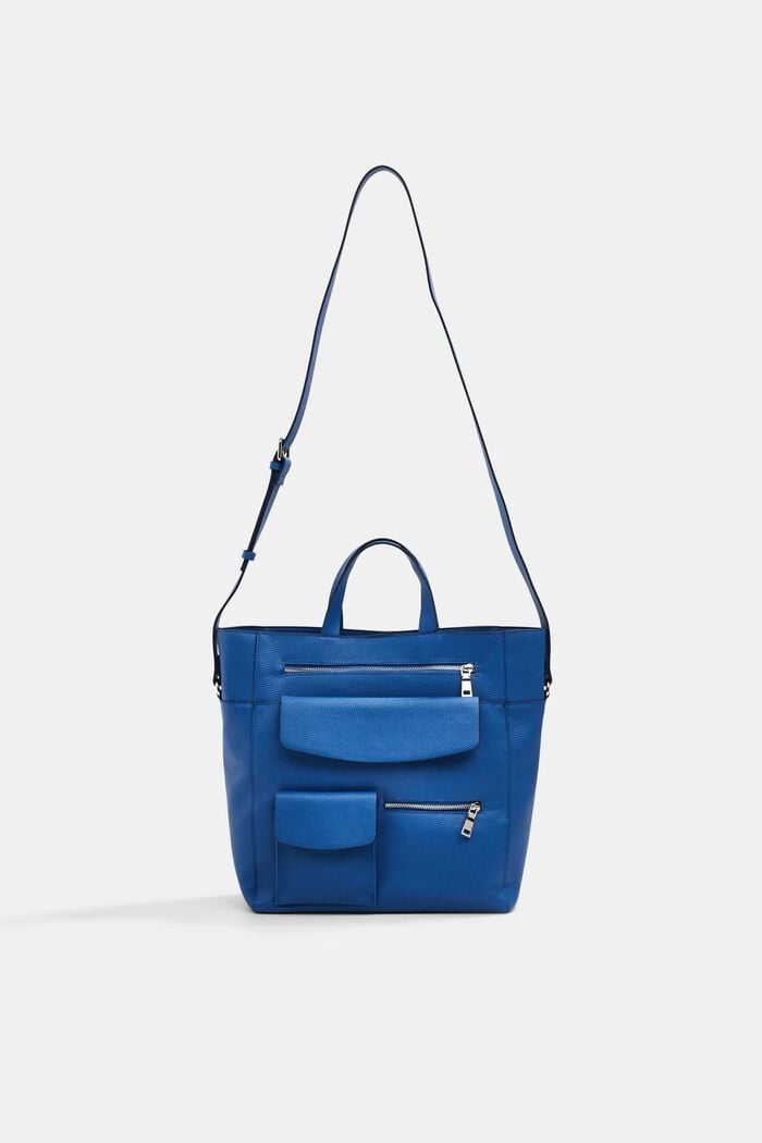 Grand sac porté épaule en similicuir, BLUE, detail image number 0