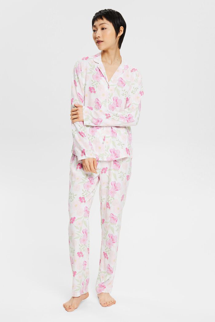 Pyjama à motif floral, LENZING™ ECOVERO™, WHITE, detail image number 1