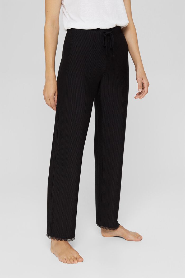 Pantalon de pyjama à dentelle, LENZING™ ECOVERO™, BLACK, detail image number 0